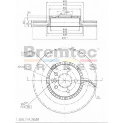 Bremtec Euro-Line Disc Brake Rotor (Single) 315.7mm
