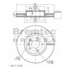 Bremtec Euro-Line Disc Brake Rotor (Pair) 300mm