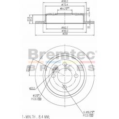 Bremtec Euro-Line Disc Brake Rotor (Pair) 259mm