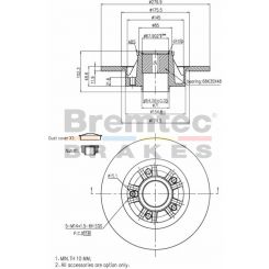 Bremtec Euro-Line Disc Brake Rotor (Single) 279.9mm