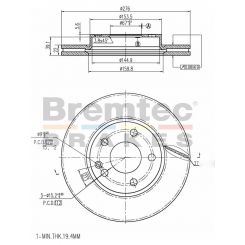 Bremtec Euro-Line Disc Brake Rotor (Pair) 276mm