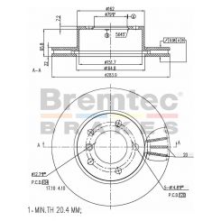 Bremtec Euro-Line Disc Brake Rotor (Pair) 283.9mm