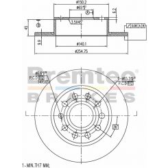 Bremtec Euro-Line Disc Brake Rotor (Pair) 254.7mm