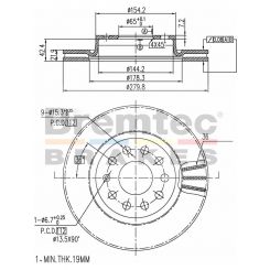Bremtec Euro-Line Disc Brake Rotor (Pair) 279.9mm