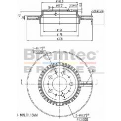 Bremtec Euro-Line Disc Brake Rotor (Pair) 308mm