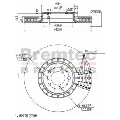 Bremtec Euro-Line Disc Brake Rotor (Pair) 335.8mm