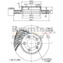 Bremtec Euro-Line High Grade Disc Brake Rotor Right (Single) 330mm