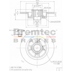 Bremtec Euro-Line Disc Brake Rotor (Single) 274mm