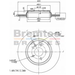 Bremtec Euro-Line Disc Brake Rotor (Pair) 331mm