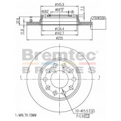 Bremtec Euro-Line Disc Brake Rotor (Pair) 255mm