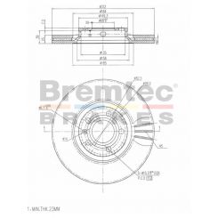 Bremtec Euro-Line Disc Brake Rotor (Pair) 312mm