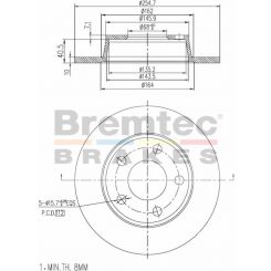 Bremtec Euro-Line Disc Brake Rotor (Single) 255.00mm