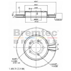 Bremtec Euro-Line Disc Brake Rotor (Pair) 324.7mm