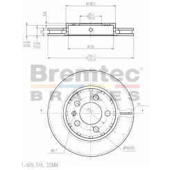 Bremtec Euro-Line Disc Brake Rotor (Pair) 256mm