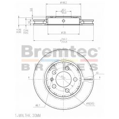 Bremtec Euro-Line Disc Brake Rotor (Pair) 256mm