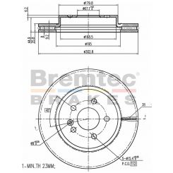 Bremtec Euro-Line Disc Brake Rotor (Pair) 302.8mm