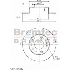 Bremtec Euro-Line Disc Brake Rotor (Single) 244.70mm