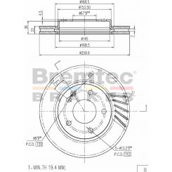 Bremtec Euro-Line Disc Brake Rotor (Pair) 259.9mm