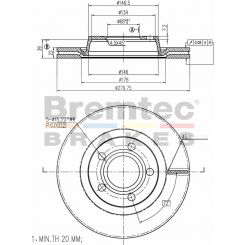 Bremtec Euro-Line Disc Brake Rotor (Single) 279.75mm