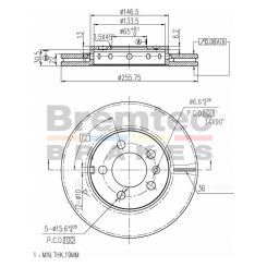 Bremtec Euro-Line Disc Brake Rotor (Pair) 256mm