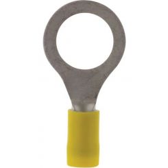 Jaylec Pack 10 Ring Terminal 12mm Insul Pvc Double Crimp Yellow