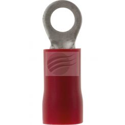 Jaylec Pack 10 Ring Terminal 3mm Insul Pvc Double Crimp Red