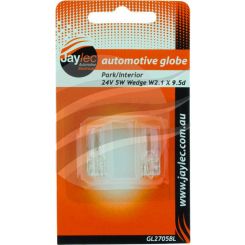 Jaylec Pack 2 Wedge Globe W2.1X9.5D 24V 5W W5W Base Blister Pack
