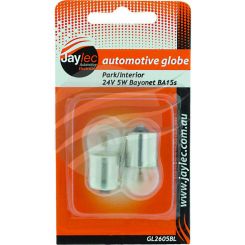 Jaylec Pack 2 Bayonet Globe Ba15S 24V 5W Ba15S-R5W Base Blister Pack