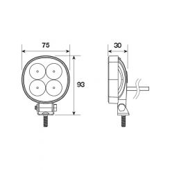 Autolamps LED Round Worklamp Flood Beam 9 - 30V 12W 4 Led's Black