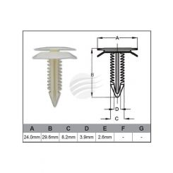 Jaylec Pack 100 Automotive Fastener Universal White Plastic