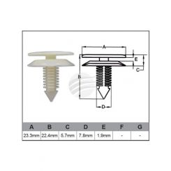 Jaylec Pack 100 Automotive Fastener Universal White Plastic