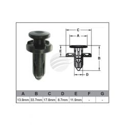 Jaylec Pack 10 Automotive Fastener Universal Black Plastic