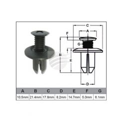 Jaylec Pack 10 Automotive Fastener Ford Black Plastic