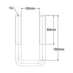 ARK U-Bolt 50mm For 50mm Square Axle 160mm Long with Nyloc Nuts Galvanised
