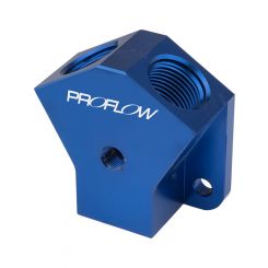 Proflow Billet AN Fuel Block -08AN In -08AN Out w/1/8in. NPT Port,