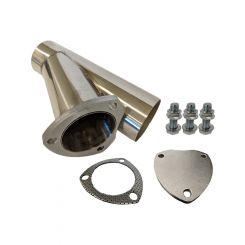 Proflow Exhaust Stainless Steel Cut Out Y Pipe 2.5'', Cap Gasket &