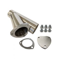 Proflow Exhaust Stainless Steel Cut Out Y Pipe 4.0in., Cap Gasket