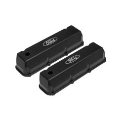 Proflow Valve Covers, Tall Cast Aluminium, Black, Ford Logo, Big Bl