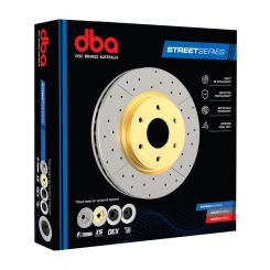 DBA Cross-Drilled Slotted Disc Brake Rotor (Single) Gold 320mm