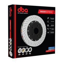 DBA 5000 Cross-Drilled Slotted Disc Brake Rotor (Single) Silver 380mm