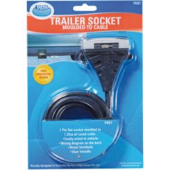 ARK 7 Pin Flat Trailer Socket Plastic 1.25M Cable Common All States Pack