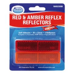 ARK Reflex Reflector 2 X Red 2 X Amber Self Adhesive 85mm X Blister Pack of 4