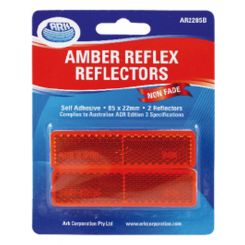 ARK Amber Reflex Reflector Self Adhesive 85mm X 22mm Adr Blister Pack of 2