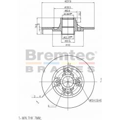 Bremtec Euro-Line Disc Brake Rotor (Single) 237.60mm