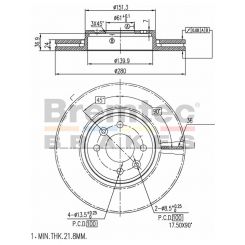 Bremtec Euro-Line Disc Brake Rotor (Pair) 280mm