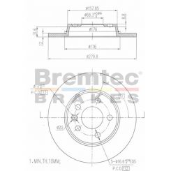 Bremtec Euro-Line Disc Brake Rotor (Pair) 279.9mm