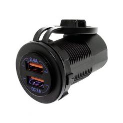 Hulk 4x4 Dual USB Socket Port A- 5V 2.4A Port B- Qc3.0 3.6-12V 18W Blue