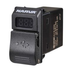 Narva 12/24V Dual Usb Charger With LED Volt/Amp Meter