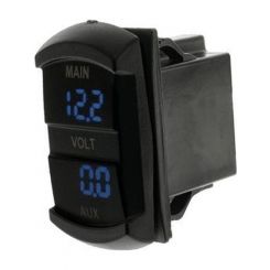 Hulk 4x4 Switch Size Dual Voltmeter Illumination Colour Blue 12-24V DC