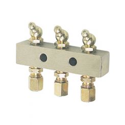 Alemlube Header Block 3 Outlets Comes with 6mm Fittings & Grease Nipples 